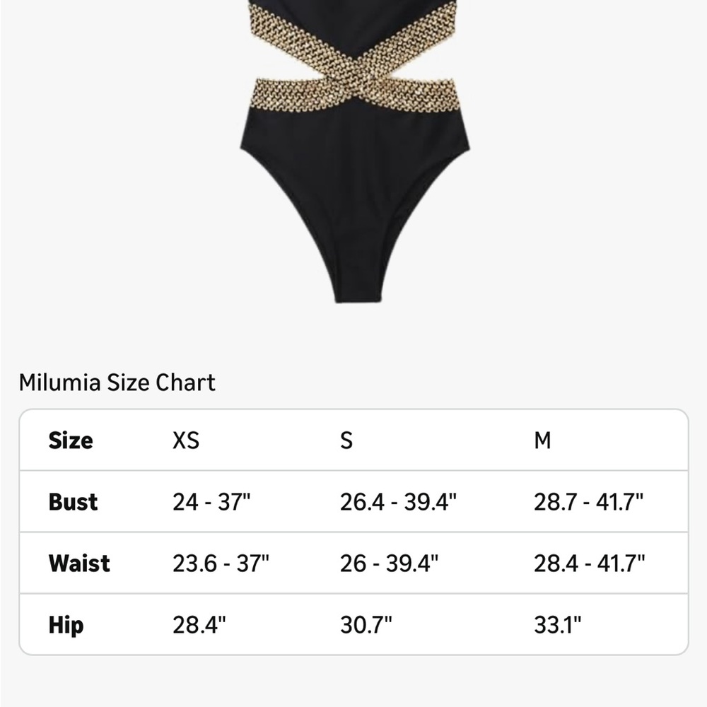 Strapless Black One-Piece Swimsuit with Gold Chain Accents - Picture 6 of 6